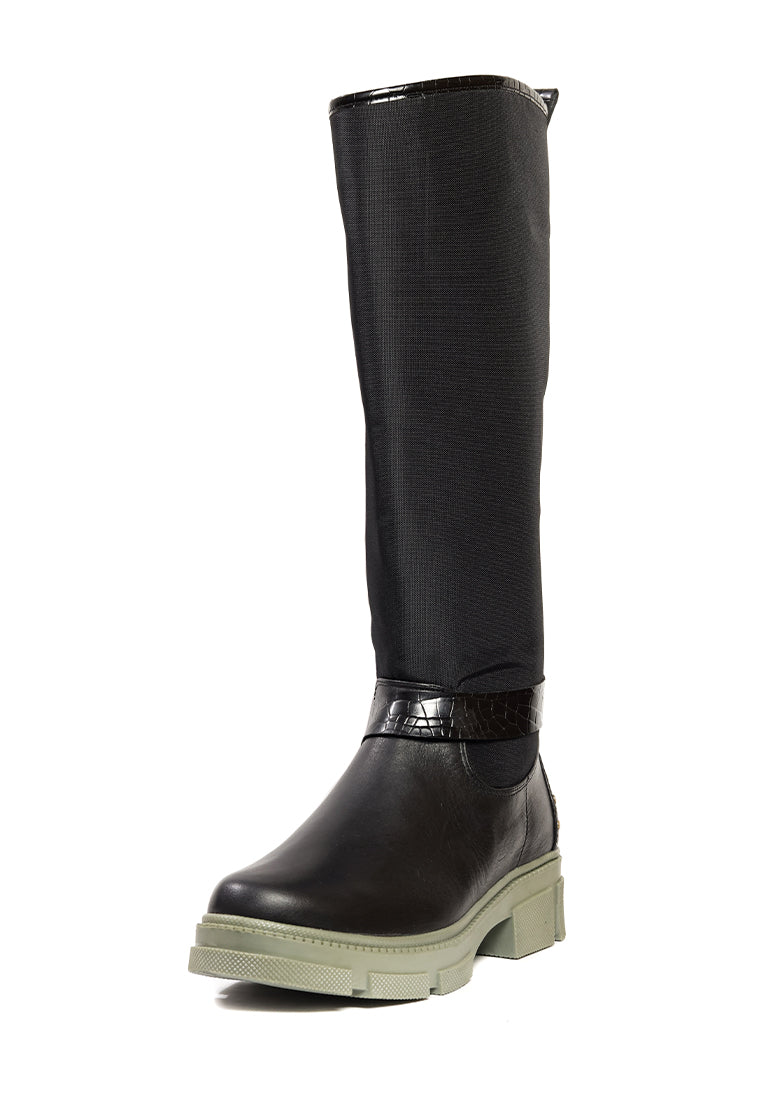 Bota Casual Cuero y Lona - Silvana  | HERS