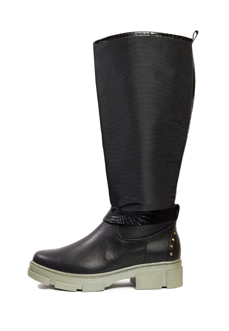 Bota Casual Cuero y Lona - Silvana  | HERS