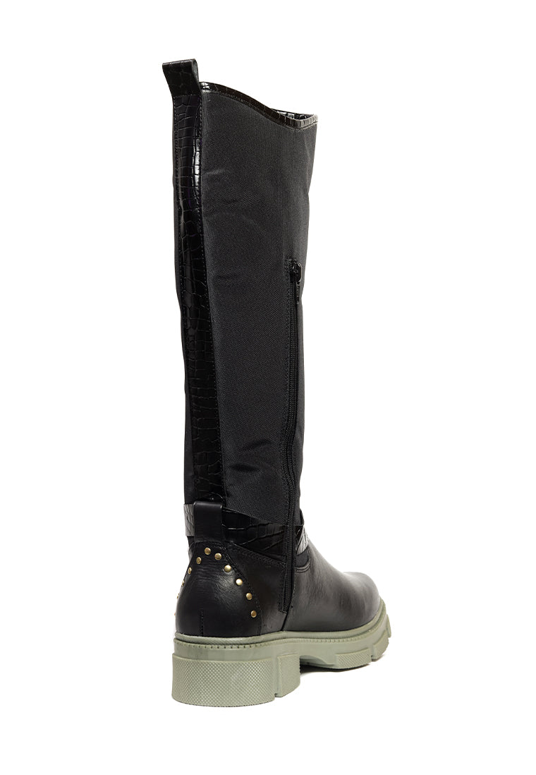 Bota Casual Cuero y Lona - Silvana  | HERS