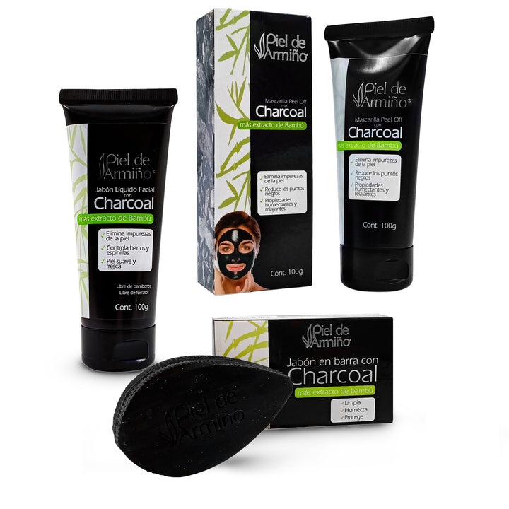 Combo - Jabón Facial con Charcoal +  Mascarilla Peel Off con Charcoal | Piel de Armiño
