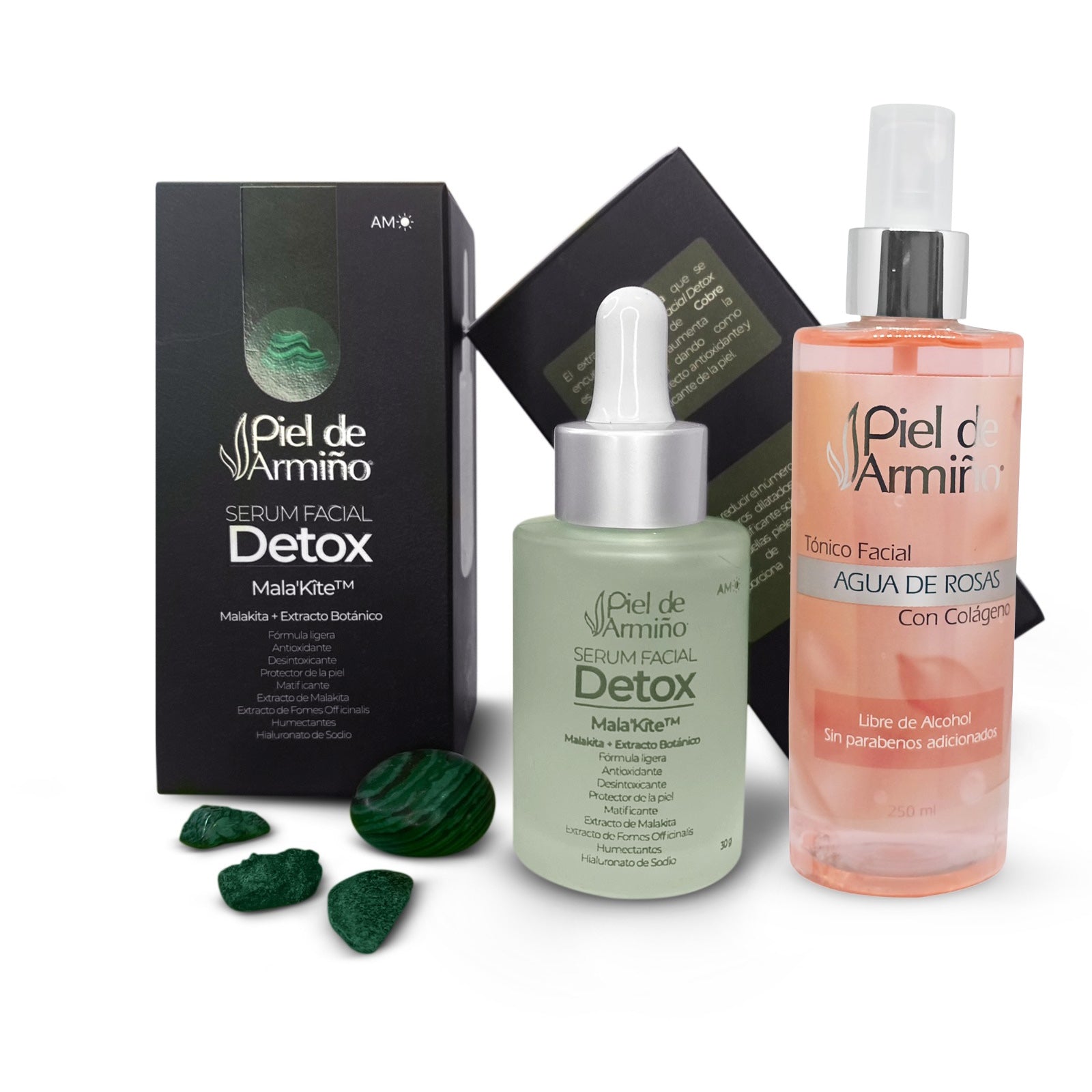 Combo - Tónico Facial Agua de Rosas Con Colágeno +  Serum Facial Detox Origen | Piel de Armiño